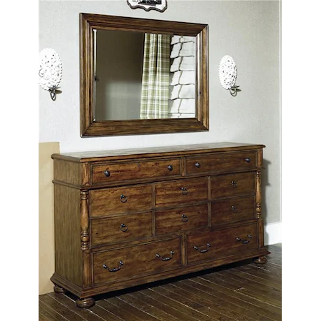 10 Drawer Dresser & Landscape Mirror Set